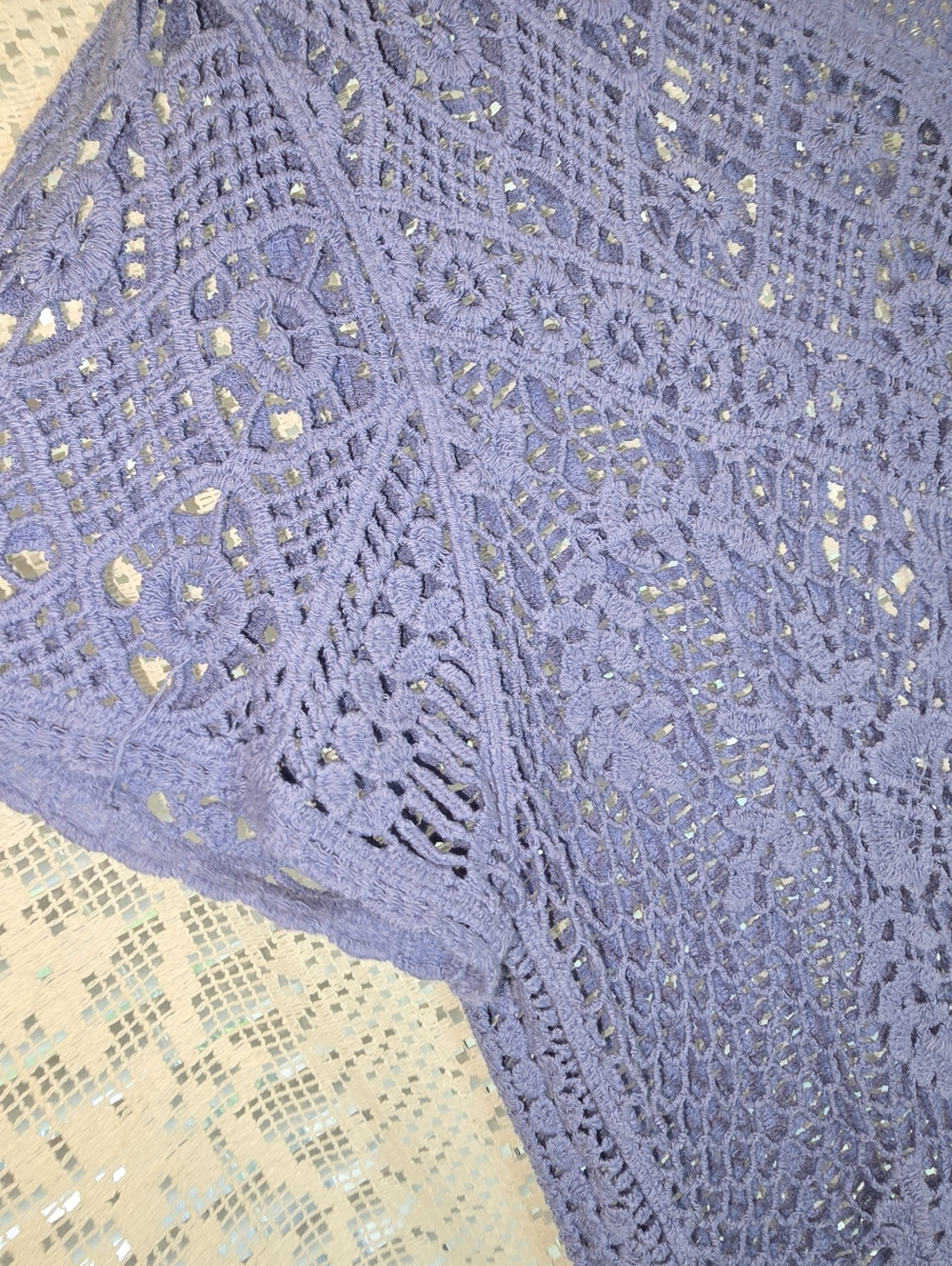 North Style Blue Crochet Sweater Top Vest Short Sleeve 2X - Picture 5 of 8